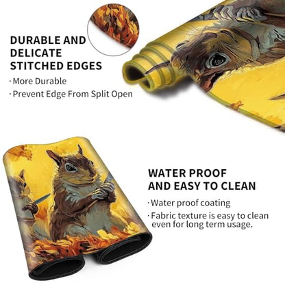 Card Playmat 24" x 14" TCG Game Mat for MTG and Other Card Games, Premium Stitched Card Gameplay Mat with Non-Slip Rubber Backing Board Games Desk Duel Mats, Autumn Squirrel Squad - color: Autumn Squirrel Squad, size: 24"X14" Without Zones