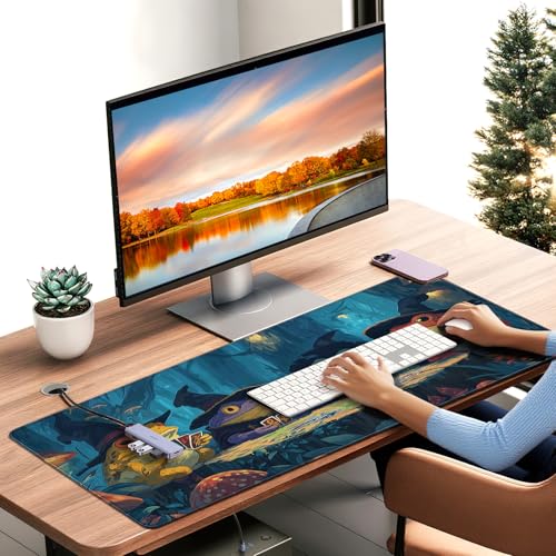 Anime Frog Playing Card Gaming Mouse Pad, Extended 35.4 x 15.7 Inches, Non-Slip Rubber Base, Stitched Edges,Water Proof， XXL Desk Mat - color: Anime Frog Playing Card Designs