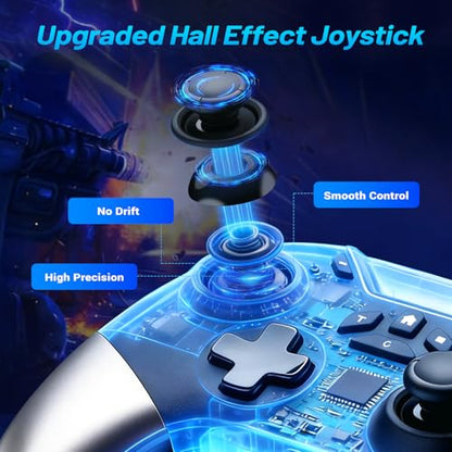 aghi Switch 2 Controller with Home Wake-up and C Button | Wireless Pro Controller for Switch 2/1/Lite/OLED with Loop Macro, Hall Effect Joysticks, HD Rumble, 6 Axis Gyro, Turbo - color: Silver Black