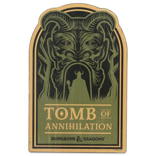 Hasbro Dungeons and Dragons Tomb of Annihilation Wood Wall Decor | Vintage D&D Sign for Game Room or Office - color: Green/Gold