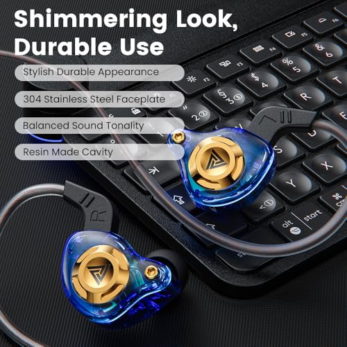 Entry-Level Gaming Headphones HiFi Game Earbuds Blue 11MM Wired-Earbuds Zero-Latency Transmission Mic for Gaming Music Video Calling in-Ear Headphones - color: 블루.