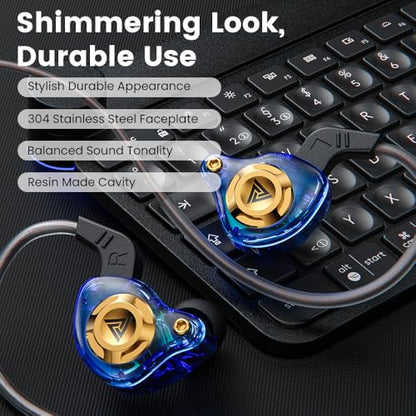 Entry-Level Gaming Headphones HiFi Game Earbuds Blue 11MM Wired-Earbuds Zero-Latency Transmission Mic for Gaming Music Video Calling in-Ear Headphones - color: 블루.