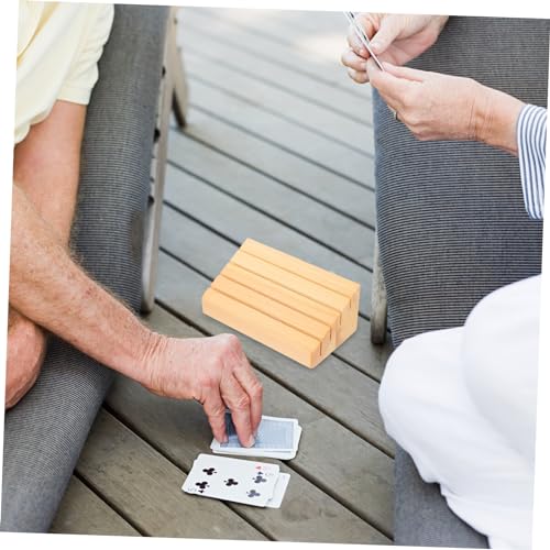 SUPVOX 2Pcs Wooden Card Stand Game Card Storage Holder for Easy Display Smooth Finish for Games Creative Decor for Chess Rooms Hotels and Gambling Houses