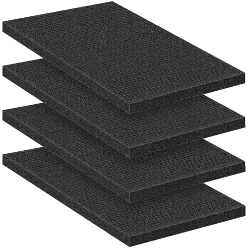 4 Pcs Pick and Pluck Foam Sheets 16" L x 12" W x 1" T Polyurethane Pick Apart Foam Inserts Pads with Bottom Use for Camera, Interlocking Case, Tool Box, Board Box, Storage Drawer, Black - size: 1 Sizes - 4 Pcs -16 x 12 x 1 Inches