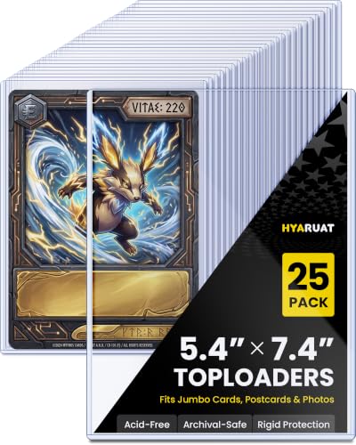 5.4" x 7.5" Jumbo Card Sleeves, Hard Plastic Holders 25 Pack, 39PT | Toploaders Card Protectors Fits up to 5.67x7.64in Oversized Trading Cards & Photos, Archival Safe Rigid PVC Sheets, Blue Tint - size: 5.4 x 7.5 in – Fits Up to 5.67 x 7.64 in