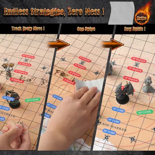 D&D 5e Damage Template with 1" Center Hole - 30' Cube/Cone Acrylic AOE Measurer, RPG Alignment Tool for Precise Spell Casting, Tabletop Gaming Accessories & DM Gifts, Tools for Dungeons and Dragons - style: ALL IN ONE