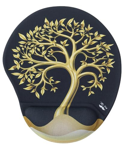 Mr. Pen- Ergonomic Mouse Pad with Wrist Rest, Golden Tree Design | Breathable Fabric with Memory Foam Cushion, Non-Slip Rubber Base, Gel Mouse Pad with Wrist Support - color: Golden Tree
