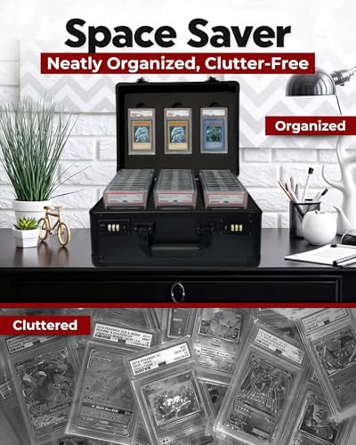 Graded Card Case – Durable PSA Slab Case with Combination Lock – 3 Row Graded Card Storage Box with 6 Foam Inserts – Compatible with PSA, GMA, HGA, NGS, SGC, CSG – Holds up to 480 Top Loaders - size: 3 Row