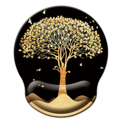 Mouse Pad with Wrist Support, Ergonomic Mouse Pad with Memory Foam Wrist Rest Cushion, Non-Slip Rubber Base Gaming Mice Pad for Home Office Computer Laptop, Tree - color: N-tree