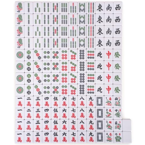 Yellow Mountain Imports Chinese Mahjong Set - “Rouge Harmony” - with 146 Medium Tiles, Red Vinyl Case, Wind Indicator and Dice - for Chinese Style Gameplay Only [胭红绽放 中式麻将] - color: Rose Red
