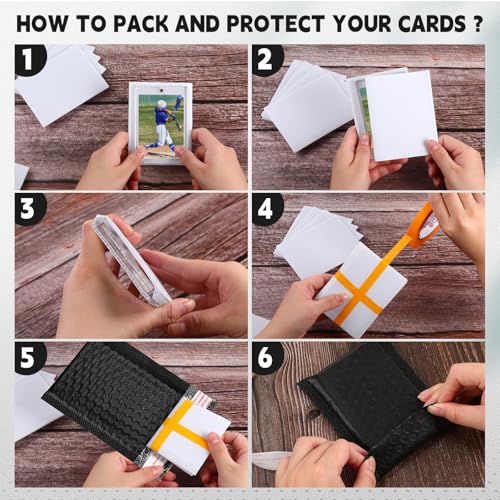 Engrowtic 302 Pcs Trading Card Shipping Protector Set Include 200 Precut Plastic Inserts Card Mailers 100 Poly Bubble Mailers Padded Envelopes and 2 Masking Tape(Black,4 x 6 Inch) - color: Black, size: 4 x 6 Inch