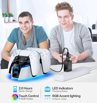 OIVO PS5 Controller Charger with Fast Charging AC Adapter, PS5 Controller Charging Station Stand for PlayStation 5, Docking Station Replacement for PS 5 Accessories Kits - color: Black