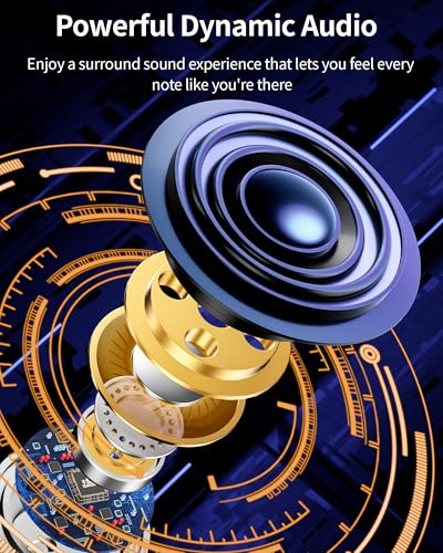 PocBuds Bluetooth Headphones Wireless Earbuds 80hrs Playtime Wireless Charging Case Digital Display Sports Ear Buds with Earhook Deep Bass IPX7 Waterproof Over-Ear Earphones for TV Phone Laptop Navy - color: Navy, style: Standard