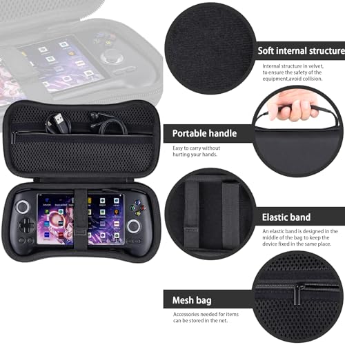 khanka Hard Travel Case for Anbernic RG557 Retro / RG556 Retro Handheld Game Console,Case Only. | Hard Shell Protection, Smooth Zipper Opening, Secure Custom Fit, Travel-Ready Portable Storage, Protective Case Only - style: Black