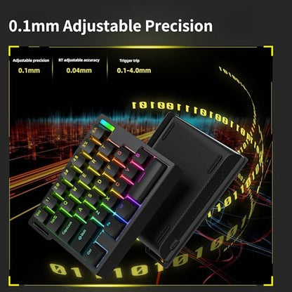 FKZ HE30 Rapid Trigger Gaming Keyboard,One Handed Hall Effect Magnetic Switch Keyboard Hot Swap Custom RGB Mini Wired Macro Mechanical Keypad with Fast Adjustable Actuation,8K Hz Polling Rate (Black) - color: Black