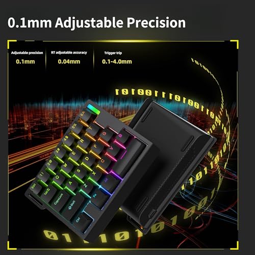 FKZ HE30 Rapid Trigger Gaming Keyboard,One Handed Hall Effect Magnetic Switch Keyboard Hot Swap Custom RGB Mini Wired Macro Mechanical Keypad with Fast Adjustable Actuation,8K Hz Polling Rate (White) - color: White
