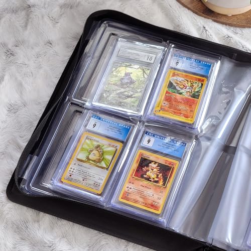 Premium Card Slab Binder – Black Zip Binder for PSA, CGC, CSG, One Touch Slabs - 360° Protection | Trading Card Storage Case (with Display Window) - style: With Display Window