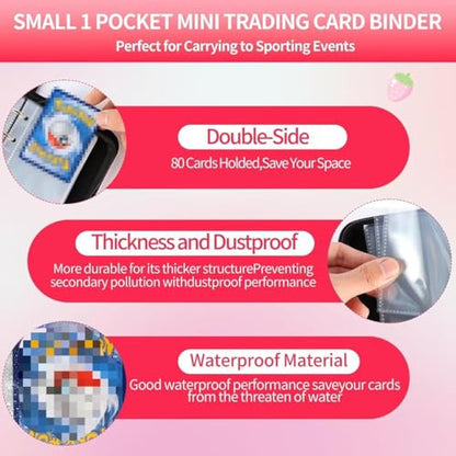 Small 1 Pocket Card Binder for Cards,Mini Trading Card Binder Holder Fits 80 Cards with 40 Removable Sleeves,Card Collection Binder Album Book Case for TCG,MTG,Sports Games (Bottle Cat) - color: Bottle Cat