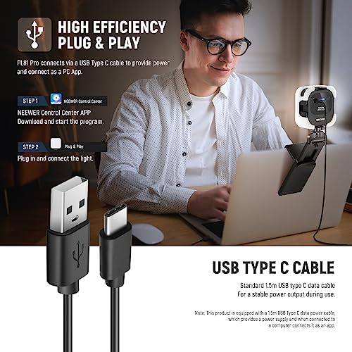 NEEWER LED Streaming Light with Windows & macOS Software Control, 2 in 1 Monitor Mount & Stand, Ultra Bright 2900K-7000K USB Laptop Computer Webcam Lighting for Video Conference, Zoom Call, PL81 PRO