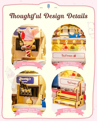 3D Wooden Puzzles for Adults - Ice Cream Truck Model Kit DIY Building Set, 290pcs Wood Craft Home Desk Decor, No Glue Needed Creative Gift for Family and Friends