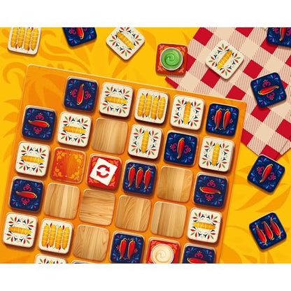 Funforge Tapas - Engaging Tile Laying Board Game for Strategic Family Fun | 2 Players | Ages 8+ | Abstract Strategy Puzzle with Croquetas & Jalapenos Theme - style: Tapas