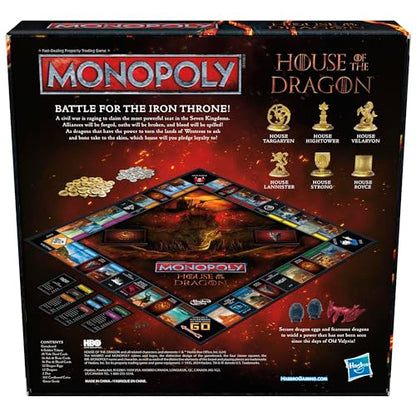 Monopoly House of the Dragon Edition Board Game | Based on the Hit TV Series | Ages 17 and Up | 2 to 6 Players | Strategy Games (Amazon Exclusive)
