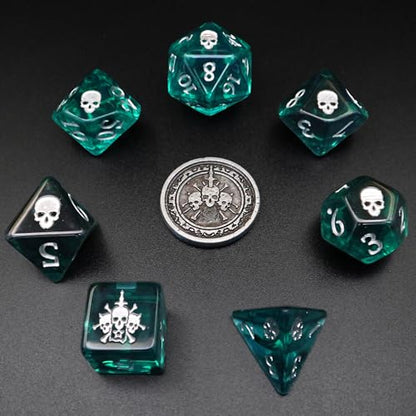 Polyhedral Dice Set - Dice Set for DND, Pathfinder & Tabletop RPGs (Necromancer)