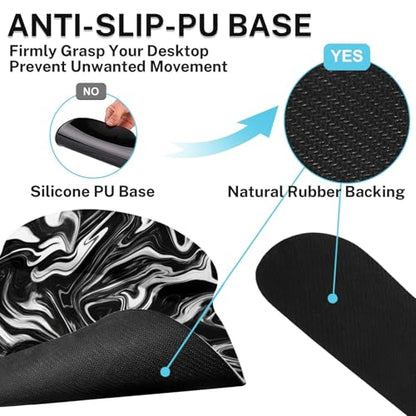 Britimes Black White Marble Keyboard Mouse Pad Set 4in1 Large Mousepad+Keyboard Wrist Rest+Mouse Wrist Rest+Coaster Ergonomic Design for Home Office Computer 35.4x15.7 inches - color: Black White Marble