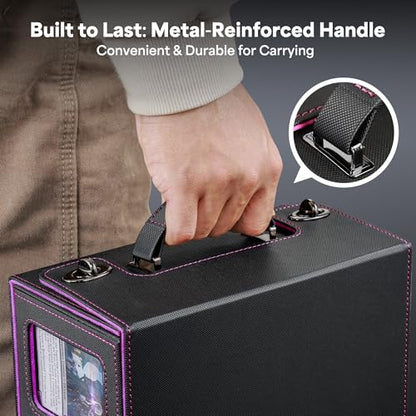 Kabinka Commander Deck Box for MTG with Handle, Multi Deck Case | with Large Dice Tray Fits 400+ Double-Sleeved Cards, 5 IN 1 TCG Card Storage Box, 35PT Card Holder (Black Purple) - color: Black Purple
