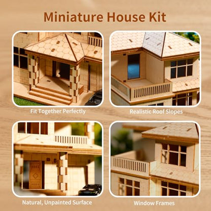 3D Wooden Puzzles for Adults,Miniature Villa Model Kit,DIY Wooden Craft for Home Office Decor,Stress Relief & Screen-Free Activity,Gift for Adults, Teens, Dads, DIY Lovers - style: Three Layers