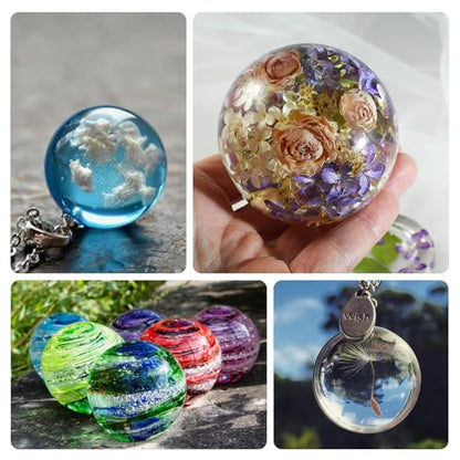 KISREL Sphere Resin Molds, 8 PCS Sphere Silicone Mold, Upgraded 3D Seamless Epoxy Molds，Large Ball Shape Flower Resin Mold for Home Decor, Flowers Preservation - size: Sphere Resin Molds - 8pcs