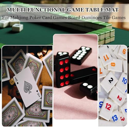 Blue Round Mahjong Mat with Carrying Bag, Anti Slip Noise Reduction Poker Card Board Tile Games Polyester Table Cover(Blue-1,35.43x35.43 in) - color: Blue-1, size: 35.43x35.43 in