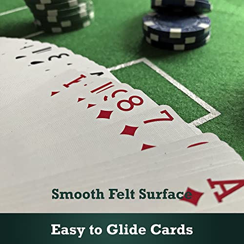STERLING Games Poker Blackjack Craps Felt Layout, 72" x 36" Double Sided Mat for Casino Style Home Gaming Table Top Cover Cloth Mat