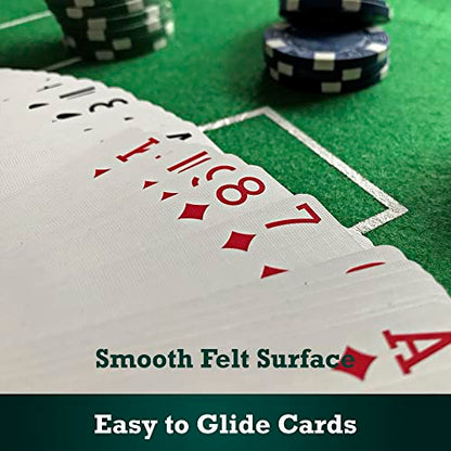 STERLING Games Poker Blackjack Craps Felt Layout, 72" x 36" Double Sided Mat for Casino Style Home Gaming Table Top Cover Cloth Mat