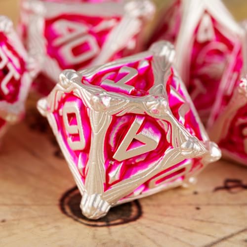 Surpass DND Metal dice Set MTG dice Set Role Playing Polyhedral Dice Dungeon DND Dragon dice - color: Pink