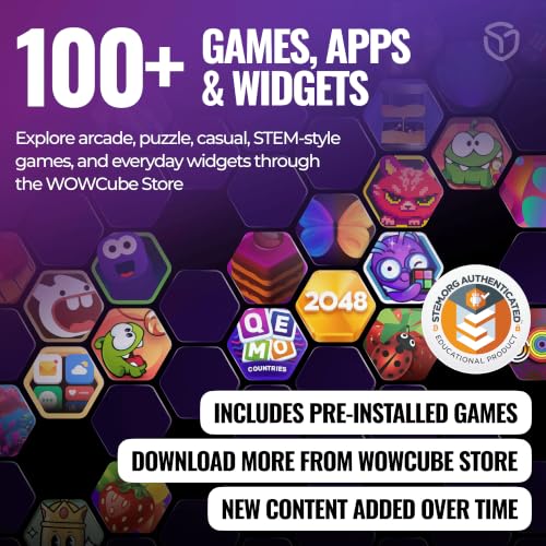 Rubik's WOWCUBE - Handheld Game Console, 100+ Games and Apps for Teens and Adults (Ages 13+) - STEM Certified Entertainment System - 24 Screens Interactive Gaming Cube