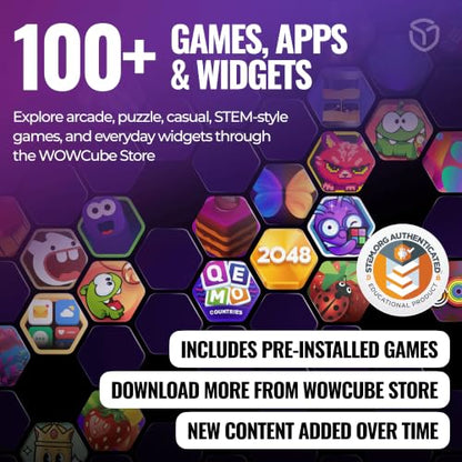 Rubik's WOWCUBE - Handheld Game Console, 100+ Games and Apps for Teens and Adults (Ages 13+) - STEM Certified Entertainment System - 24 Screens Interactive Gaming Cube