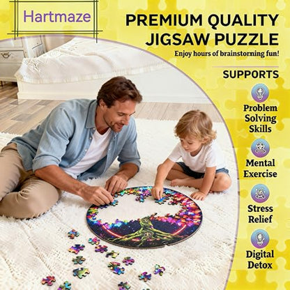 Hartmaze Tree of Life Wooden Puzzle, 178 Intricate Irregular Pieces, 11.2x11.2 Inch, Exquisite Wooden Gift Box – Symbolic Nature Art Jigsaw for Adults & Kids 8+ - color: Tree of Life