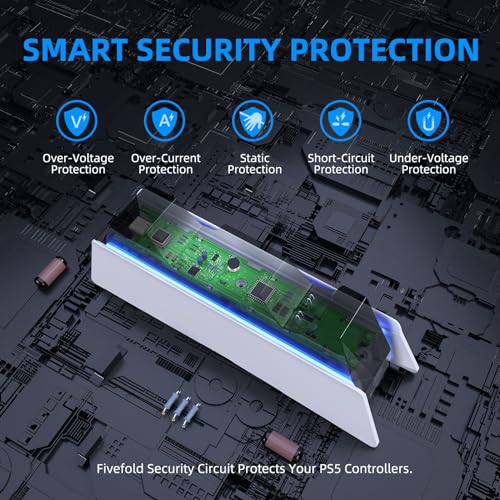 afbptek PS5 Controller Charging Station Dock, Dual Charging for Dualsense, playstation 5 Wireless Accessories with Blue LED ON/Off Automatically