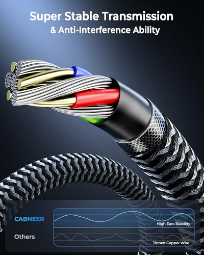 8K HDMI Cable 4 ft 2Pack, 48Gbps High Speed HDMI 2.1 Cable, Braided HDMI Cable 2.1 8K 60Hz 4K 120Hz Support for HDR eARC HDCP 2.2/2.3, HDMI Cord Compatible with HDTV, Laptop, Monitor, PC - size: 4FT