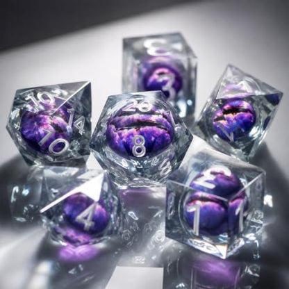 Metal Dice Set for DND - 7pcs with Gift Box, Perfect D&D Gift (Black-Purple) - color: Black-purple