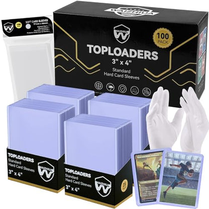 200 Card Sleeves Top Loaders for Cards, 3" x 4" Standard Premium Toploaders Card Holders Hard Plastic Card Protectors for Trading Sports Football Game Cards(100 Toploaders + 100 Penny Sleeves) - size: 100 Toploaders + 100 Penny Sleeves