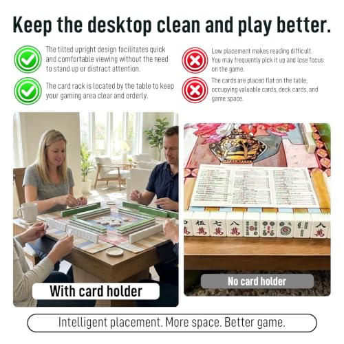 TIMESS Mahjong Card Holder for Table, Under Mat Slide in Stand Angled Viewing Rack Foldable 3D Printed Space Saving Accessory for American Mahjong Mat