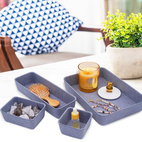 Welaxy Minimalist 8pc Felt Desk Drawer Organizer Glacier Gray Bins - color: Glacier Gray