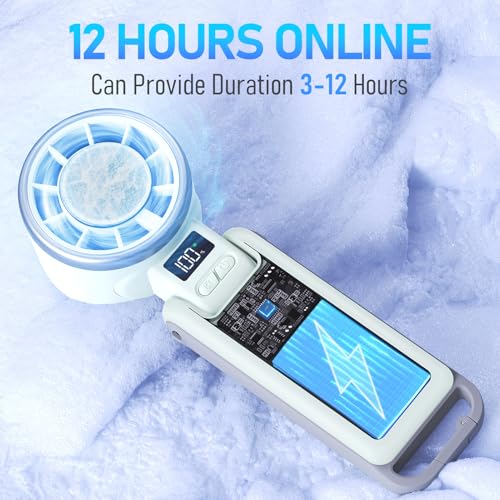 PlayHot Upgraded Portable Handheld Fan with 60°F Ice Cooling, Up tp 12Hrs Hand Held Portables Fans, 5 Speed 25550RPM Powerful Portable Fan Handheld, Hand/Neck/Desk Fan 3 IN 1(Green) - color: green
