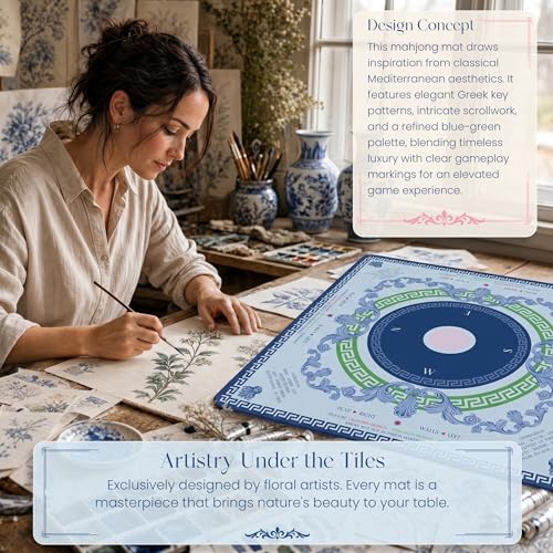 American Mahjong Mat and Racks Set: 31.5" x 31.5" Waterproof Neoprene | Includes 4 clear acrylic racks, rules card, carrying bag and gift box – ready to play, great for gifting(Navy Compass) - color: Navy Compass