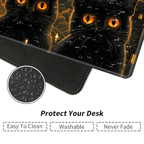 Three Black Cats for MTG & TCG Playmat Mouse Pad,BFDHGQZC 24" x 14" Game Mat for MTG/RPG/CCG Trading Card Game Playmats Table Mat Perfect for Card Games Video Games Computer Office - color: Three Black Cats