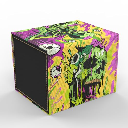 (Melting Skulls) 100% Hand-Drawn TCG/MTG 100+ Card Vault Deck Box - style: Melting Skulls
