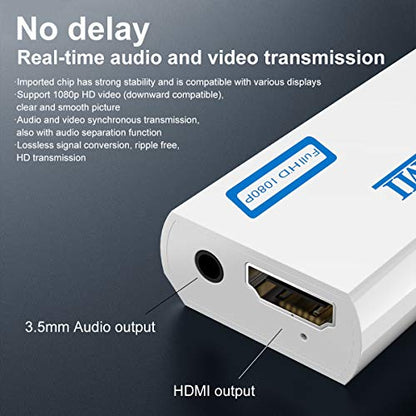 SNLLMZI Wii to HDMI Adapter Converter with 3.5mm Audio Jack & 1080p 720p HDMI Output, Compatible with All Wii Modes