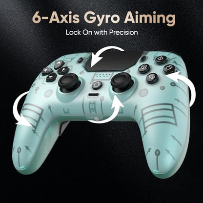 BETMI LED Wireless Controller for PS5, Pro/Slim/Steam Deck/PC(Frosted Blue) | Hall Joysticks/Trigger, Marco Back Button, Turbo, Dual Vibration, 6-Axis, 3.5mm Jack, Built-in Mic, Gamepad with Speaker - color: Frosted Blue